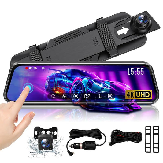 10'' Rear View Camera Dash Cam Front and Rear 1080P Camera Full Touch Screen W Loop Recording, G-Sensor Night Vision 170° Wide Angle