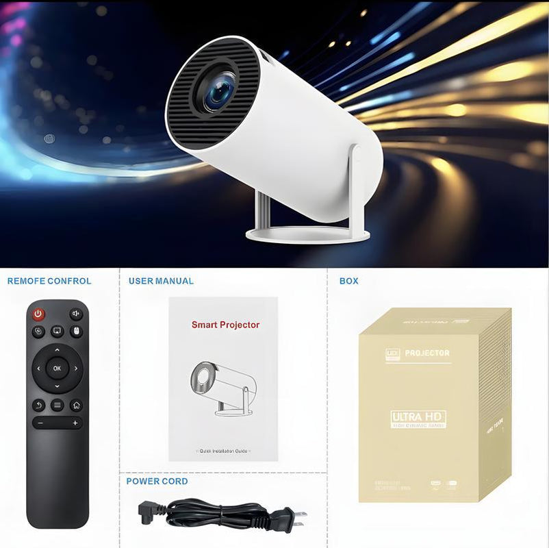 Portable Smart Projector HY300 With5G Wifi Bluetooth,Android TV 11.0 Projector 4Ksupported,Multifunctional Projector for Homecinema,Outdoor